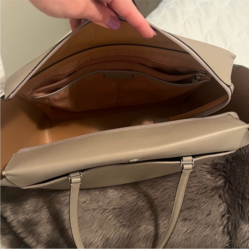 Tory Burch Taupe Leather Tote - Picture 6 of 6